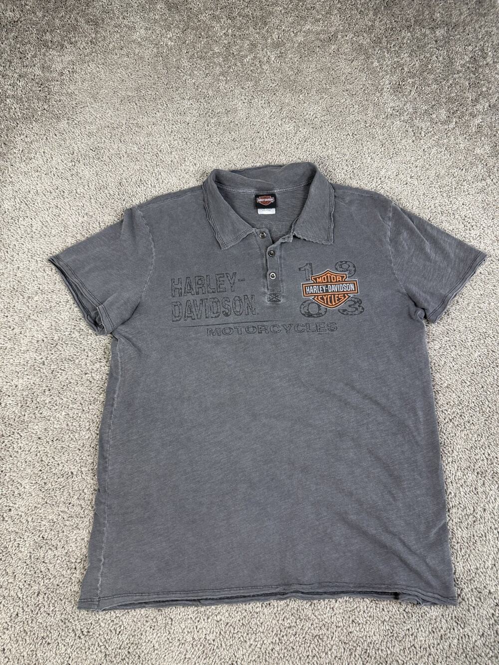 Harley-Davidson Polo Shirt Mens XL Gray Motorcycles Graphic Docs St Louis Dealer